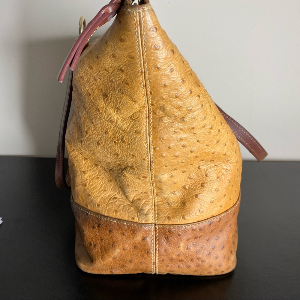 Dooney & Bourke Mustard Ostrich large Leather Tote - Picture 3 of 13